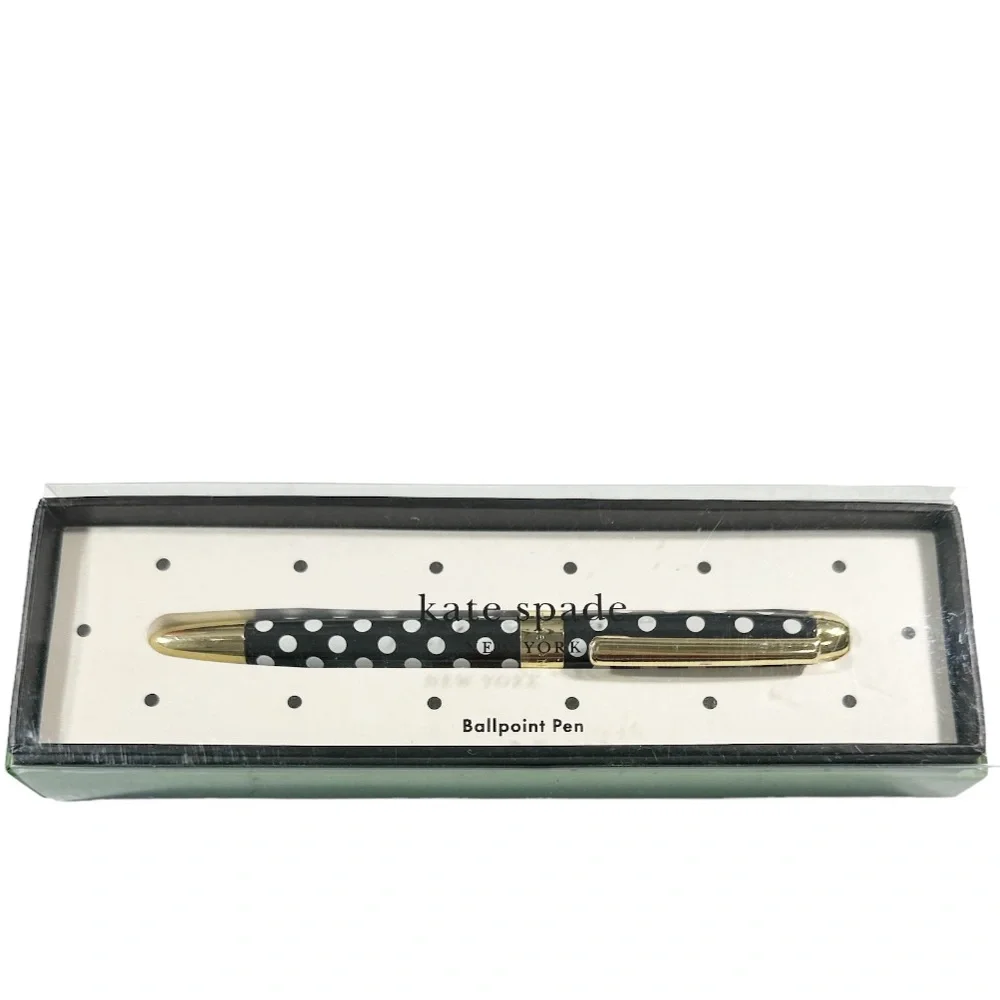 NEW ♠️ Kate Spade ♠️ TO-DO LIST White Polka Dot Ballpoint Pen 🖊️